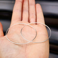 Large 60mm Solid 925 Sterling Silver Round Hoop Earrings