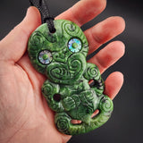Natural Jade Hei Tiki Pendant Necklace (N2157)