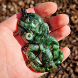 NZ Greenstone Pounamu Tiki Pendant Necklace (N1044)