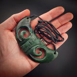 Natural Jade Koru Breastplate Pendant Necklace (N2197)