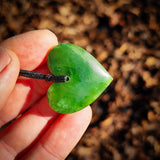 NZ Greenstone Pounamu Heart Pendant Necklace (N959)