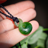 Nephrite Jade / Greenstone Small Twist Pendant Necklace (N502)