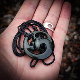 NZ Greenstone / Pounamu Triple Koru Pendant Necklace (N775)