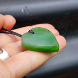 NZ Greenstone Pounamu Heart Pendant Necklace (N412)