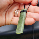 NZ Greenstone Pounamu Toki Pendant Necklace (N409)