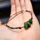 Nephrite Jade / Greenstone One Off Macrame Anklet (1A3-801)