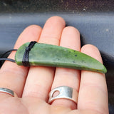 NZ Greenstone Pounamu Tooth Pendant Necklace (N442)