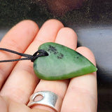 NZ Greenstone Pounamu Heart Pendant Necklace (N444)