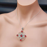 Solid Sterling Silver & Natural Garnet Handmade Pendant Necklace