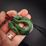 Natural Jade Double Manaia Pendant Necklace (N2182)