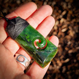 Natural Jade Side Koru Toki Pendant Necklace (N1073)