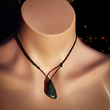 NZ Greenstone Pounamu Natural Freeform Pendant Necklace (N973)