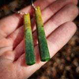 Natural Jade Cylinder Drop Hook Earrings (N1136)