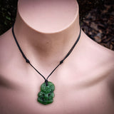 NZ Greenstone Pounamu Tiki Pendant Necklace (N935)