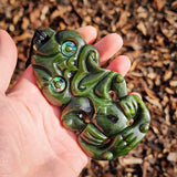NZ Greenstone Pounamu XL Tiki Pendant Necklace (N950)