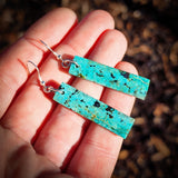 Natural Turquoise Rectangle Hook Earrings (E108)