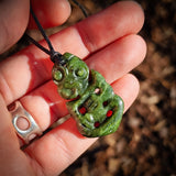 NZ Greenstone Pounamu Tiki Pendant Necklace (N923)