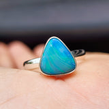 (R) Solid 925 Sterling Silver & Natural Australian Opal Irregular Handmade Ring