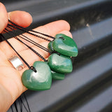 Natural Greenstone Heart Pendant Necklaces