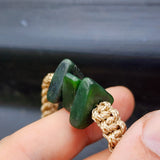 Nephrite Jade / Greenstone One Off Macrame Bracelet (1A3-806)
