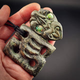 Natural Obay Stone / Polychrome Schist Hei Tiki Pendant Necklace (N2134)