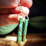 925 Sterling Silver & Natural Turquoise Cylinder Hook Earrings