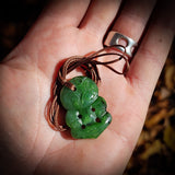 NZ Greenstone Pounamu Small Tiki Pendant Necklace (N834)