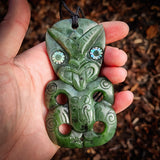 Natural Jade Hei Tiki Pendant Necklace (N1066)