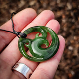 Natural Jade Triple Koru Pendant Necklace (N1181)