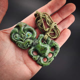 Natural Jade Hei Tiki Pendant Necklace (N2196)