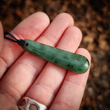 NZ Greenstone Pounamu Drop Pendant Necklace (N867)