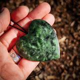 NZ Greenstone Pounamu Heart Pendant Necklace (N1013)