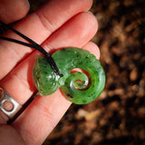 Natural Nephrite Jade Lizard Koru Pendant Necklace (N968)