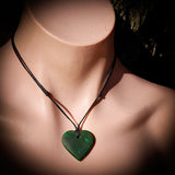 NZ Greenstone Pounamu Heart Pendant Necklace (N701)