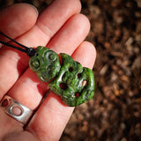 NZ Greenstone Pounamu Tiki Pendant Necklace (N1010)