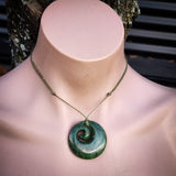 NZ Greenstone Pounamu Koru Pendant Necklace (N853)