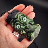Natural Jade Tiki Toki Pendant Necklace (N2178)