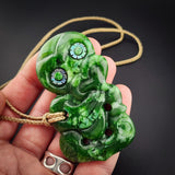 Natural Jade Hei Tiki Pendant Necklace (N2154)