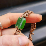 Natural Greenstone One Off Macrame Bracelet (1A3-768)