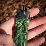NZ Greenstone Pounamu XL Manaia Toki Pendant Necklace (N960)