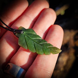 NZ Greenstone / Pounamu Fern Pendant Necklace (N776)