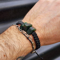 Natural Greenstone One Off Macrame Bracelet (1A3-784)