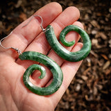 Natural Jade Koru Hook Earrings (N1134)