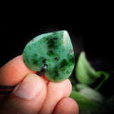 Nephrite Jade / Greenstone Heart Pendant Necklace (N495)