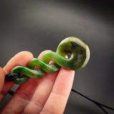 Natural Jade Pikorua Triple Twist Pendant Necklace (N2202)