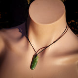 NZ Greenstone Pounamu Natural Freeform Pendant Necklace (N986)