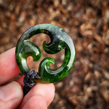 Natural Jade Triple Koru Pendant Necklace (N1070)