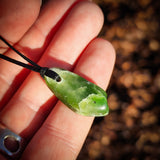 NZ Greenstone Pounamu Natural Freeform Pendant Necklace (N988)