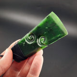 Natural Jade Double Koru Toki Pendant Necklace (N2260)