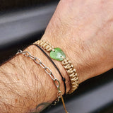 Natural Greenstone One Off Macrame Bracelet (1A3-790)